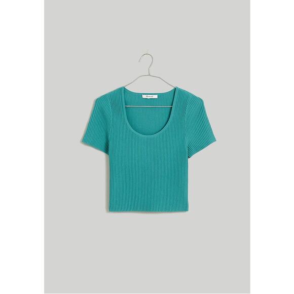 MADEWELL Ottoman Crop Sweater Tee | Turquoise Waters | XL | NWT - Picture 3 of 12